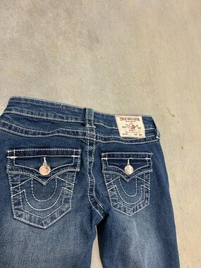 BECCA Women's Dark Blue Straight Leg Jeans with Contrast Stitching